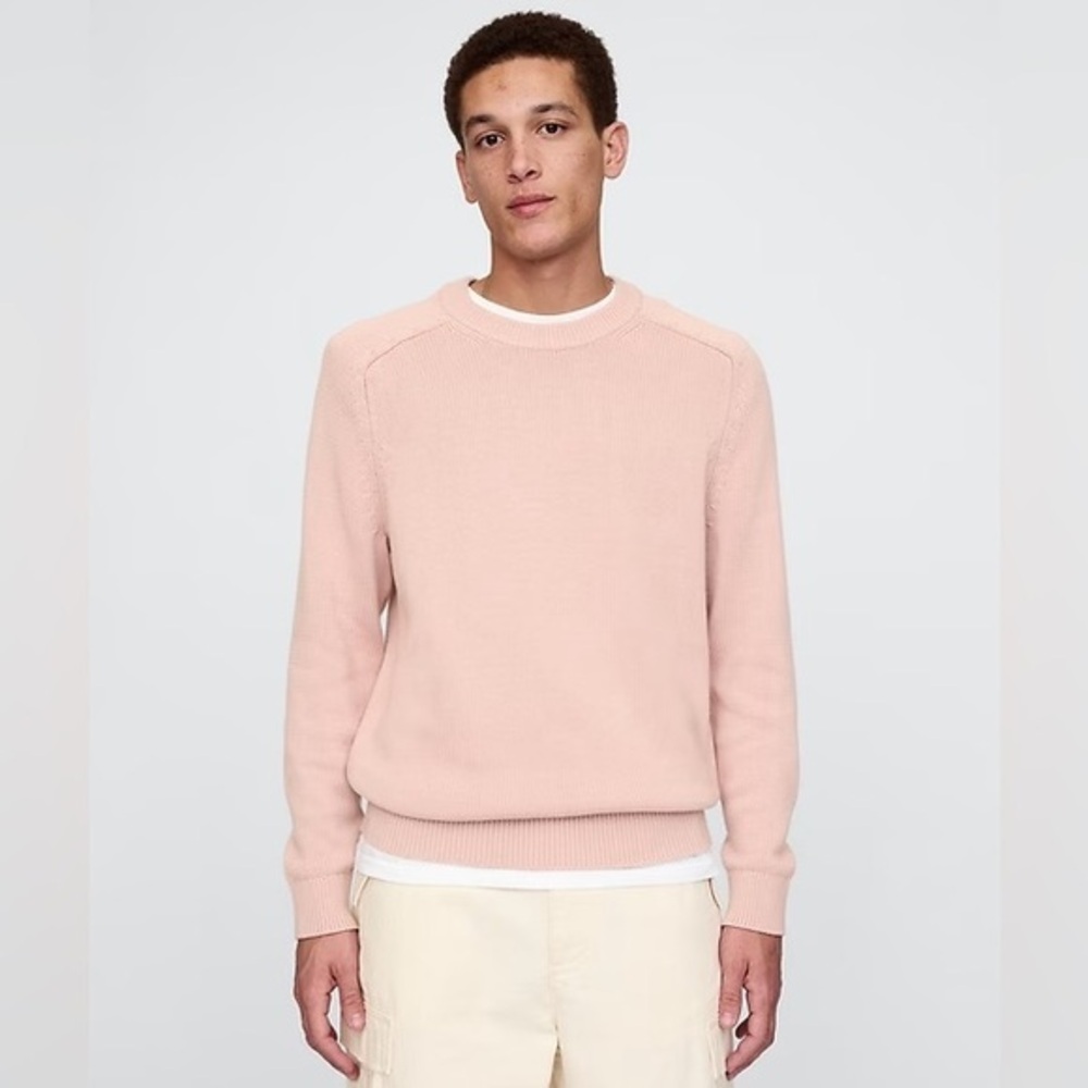 GAP Men’s Raglan Crewneck Heavy Knit Cotton Sweater in Willow Pink Size Medium